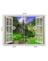 Najmodniejsze fototapety - Widok z okna domek w górach potok | FEEBY