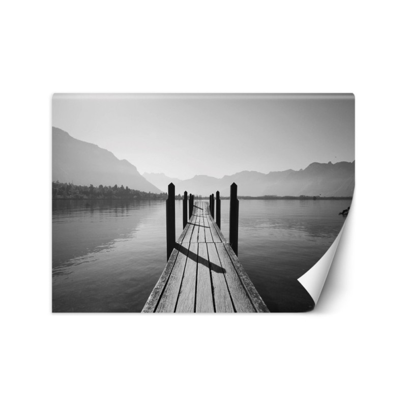 Stylowe fototapety - Jezioro góry we mgle krajobraz | FEEBY