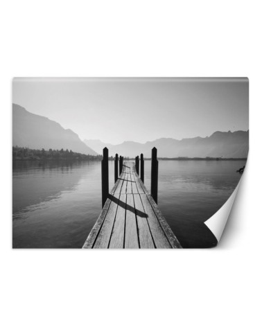 Stylowe fototapety - Jezioro góry we mgle krajobraz | FEEBY