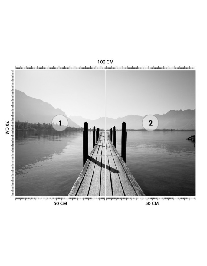 Stylowe fototapety - Jezioro góry we mgle krajobraz | FEEBY