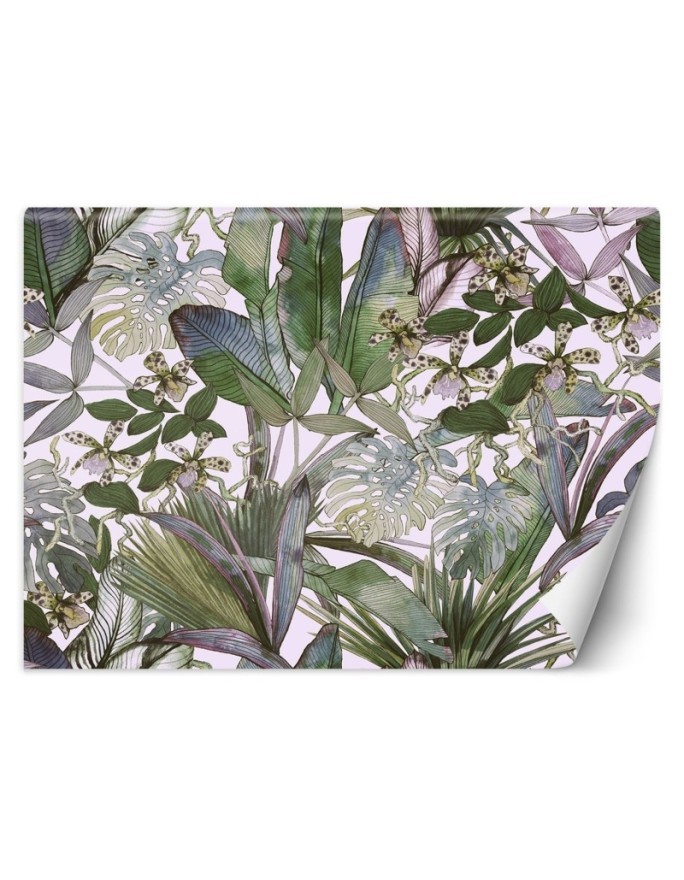 Egzotyczne fototapety - Monstera i tropikalne liście w pastelach | FEEBY