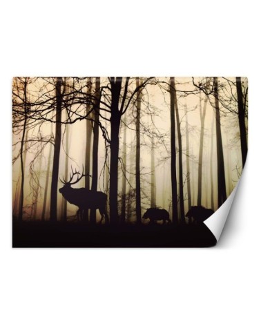 Fleece wall mural from photo - Animals in the forest | FEEBY
