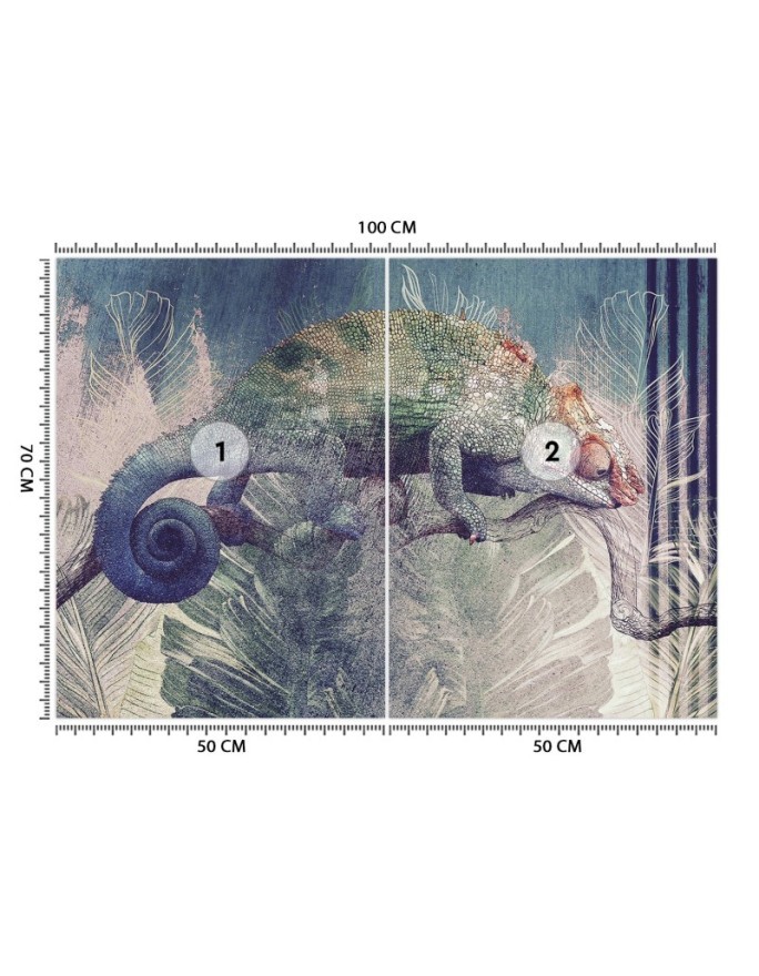 Ekskluzywne fototapety - Kameleon na gałęzi w dżungla | FEEBY
