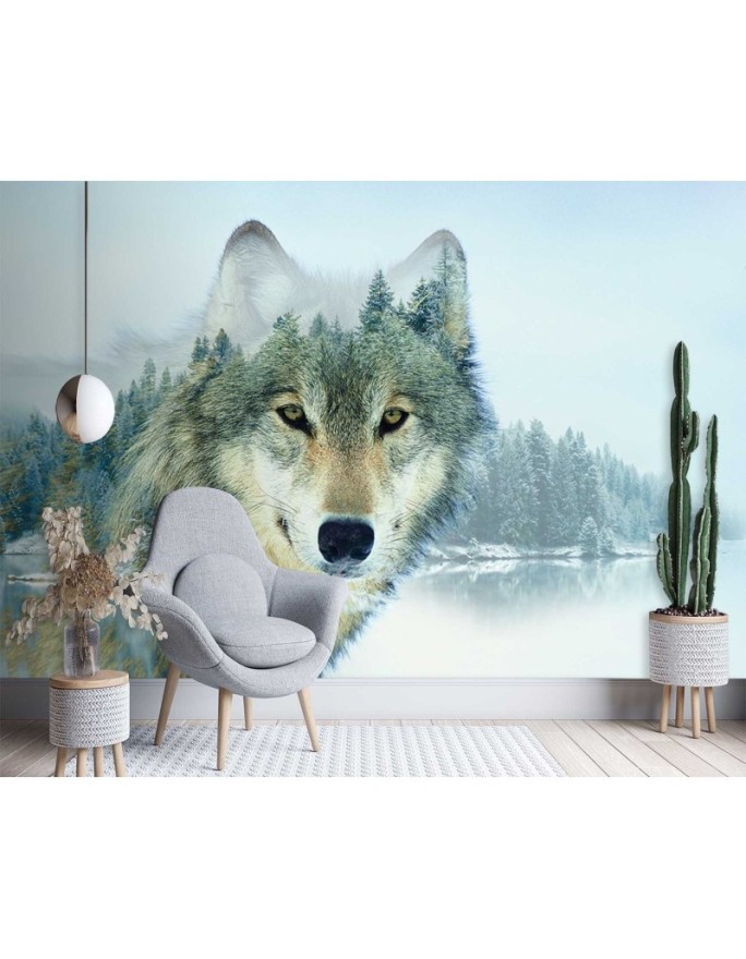 Wyjątkowe fototapety na ścianę - Wilk jezioro | FEEBY