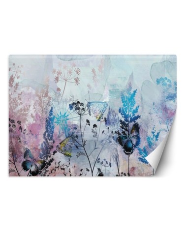Stylish Wallpapers - Meadow Butterflies Coloured Flowers | FEEBY