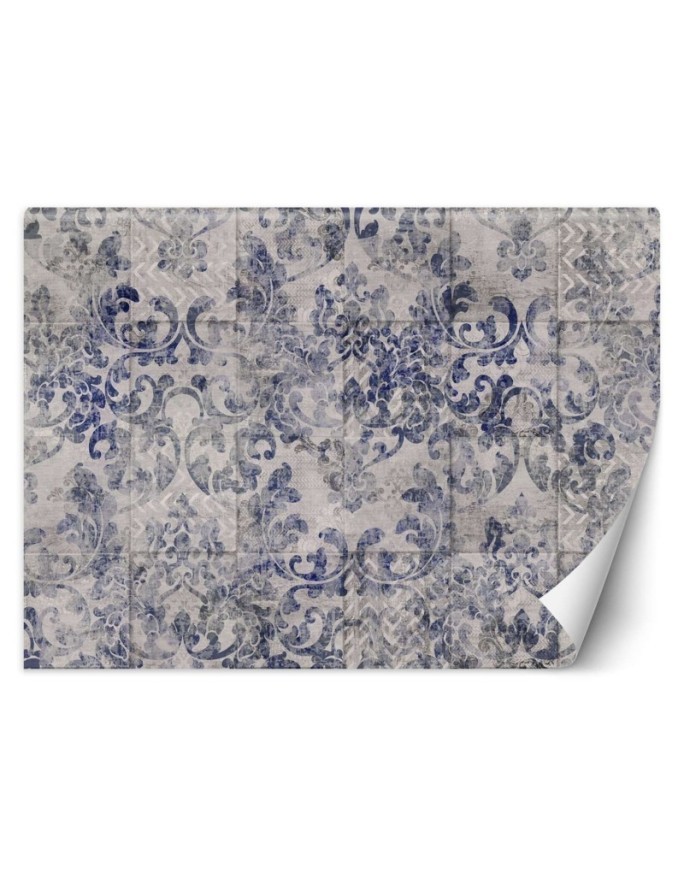 Stylowe fototapety - Kafelki portugalskie w tle niebieski ornament | FEEBY