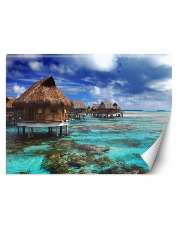 Fototapety do salonu - Domek błękitna plaża tropikalna | FEEBY