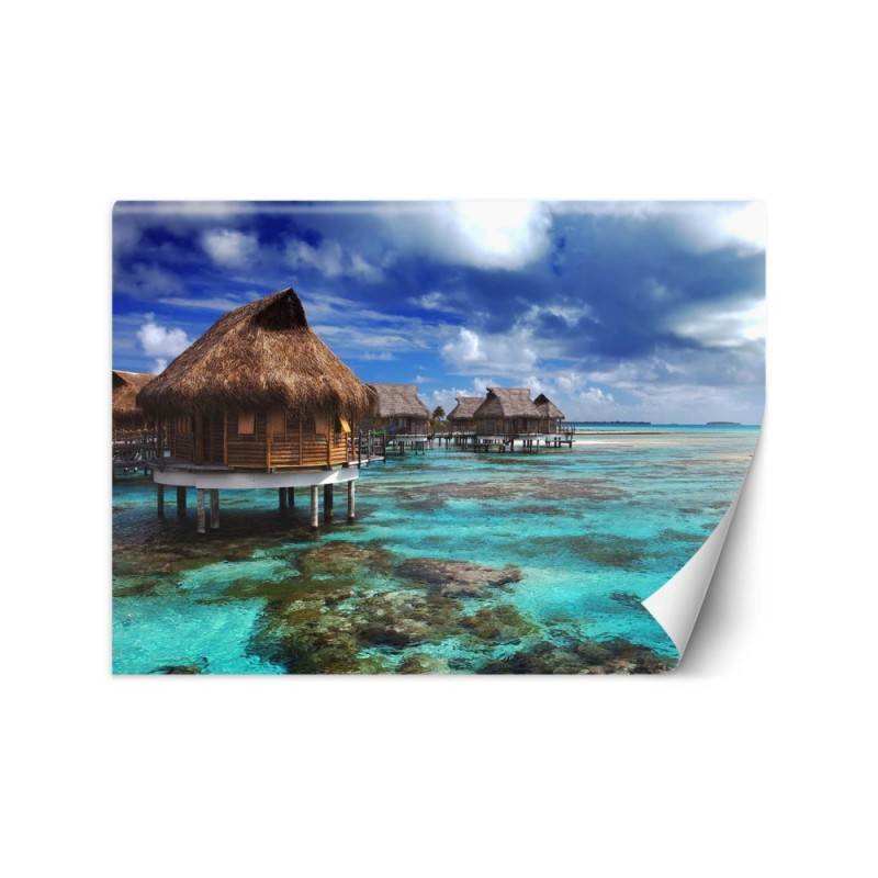 Fototapety do salonu - Domek błękitna plaża tropikalna | FEEBY