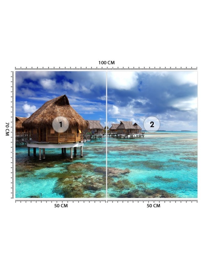 Fototapety do salonu - Domek błękitna plaża tropikalna | FEEBY