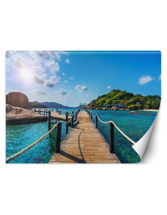 Piękne fototapety - Tropikalna plaża wyspa palmy | FEEBY