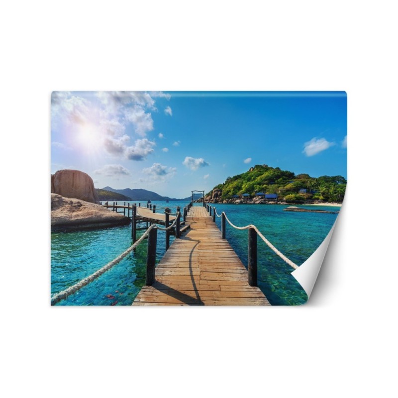 Piękne fototapety - Tropikalna plaża wyspa palmy | FEEBY