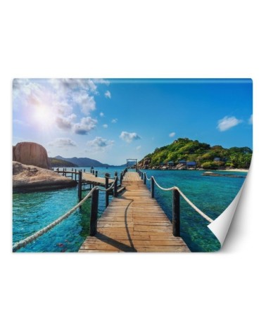 Piękne fototapety - Tropikalna plaża wyspa palmy | FEEBY