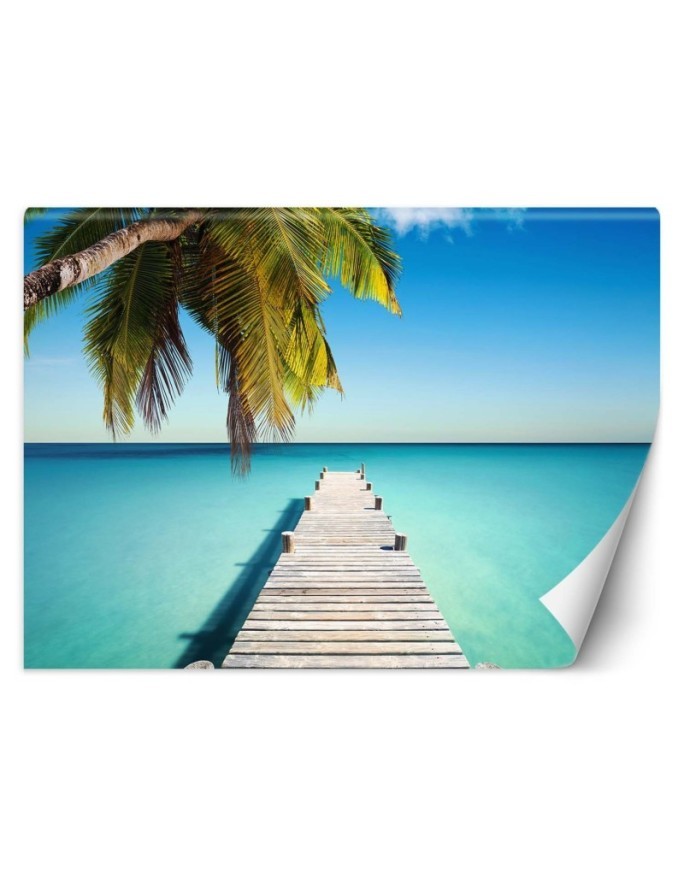 Fototapeta do salonu - Tropikalna plaża palmy pomost natura | FEEBY
