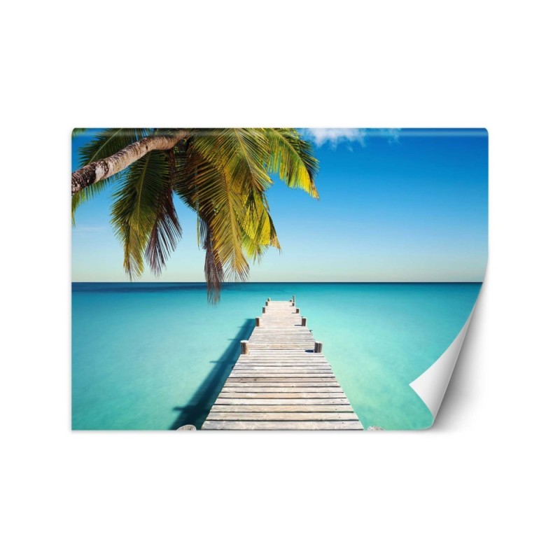 Fototapeta do salonu - Tropikalna plaża palmy pomost natura | FEEBY