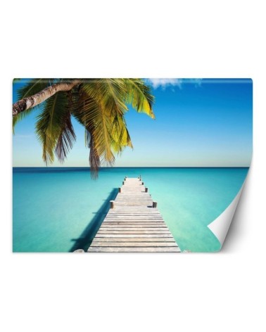 Fototapeta do salonu - Tropikalna plaża palmy pomost natura | FEEBY
