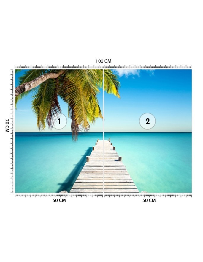 Fototapeta do salonu - Tropikalna plaża palmy pomost natura | FEEBY