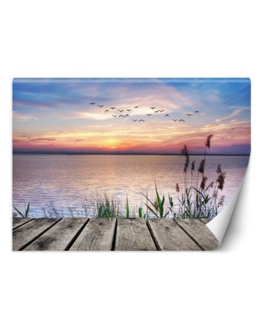 Beautiful wall murals for the living room - Sunset at the lake | FEEBY
