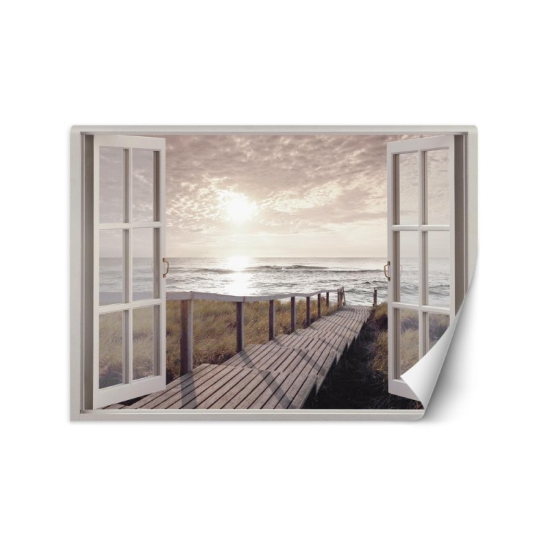 Najmodniejsze fototapety - Okno pomost na plażę | FEEBY