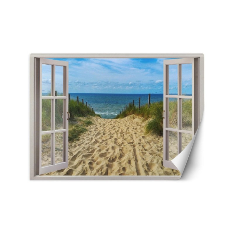 Najmodniejsze fototapety - Okno morze plaża niebo | FEEBY