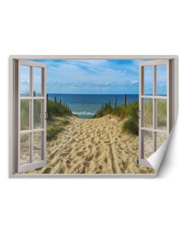 Najmodniejsze fototapety - Okno morze plaża niebo | FEEBY