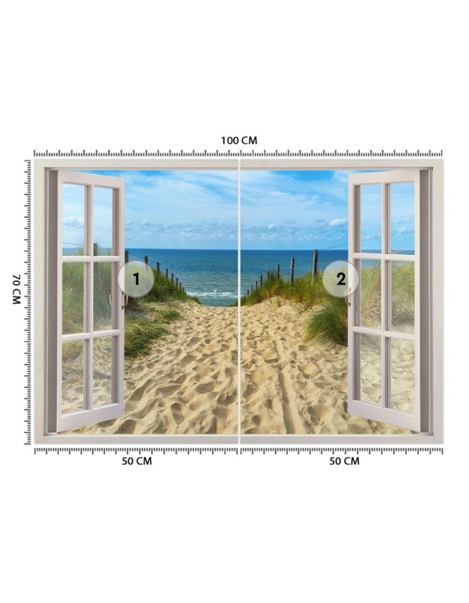 Najmodniejsze fototapety - Okno morze plaża niebo | FEEBY