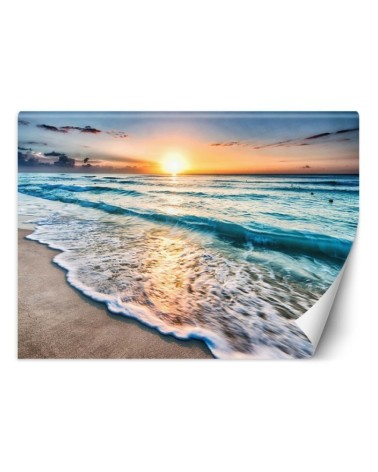 Beautiful wall murals - Sea waves sunset | FEEBY