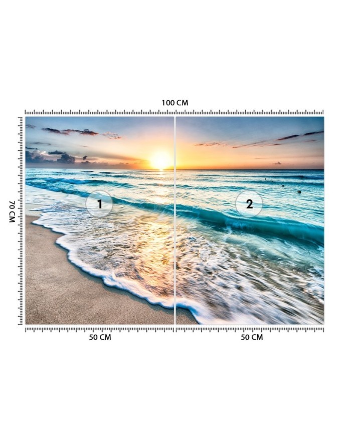 Piękne fototapety - Morskie fale zachód słońca | FEEBY
