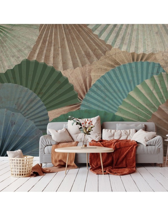 Designerskie fototapety do salonu - Pastelowe wachlarze | FEEBY