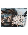 Wall mural - Blue man's face mural on brick | FEEBY