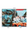 Nowoczesna fototapeta - Graffiti na murze niebieska twarz | FEEBY