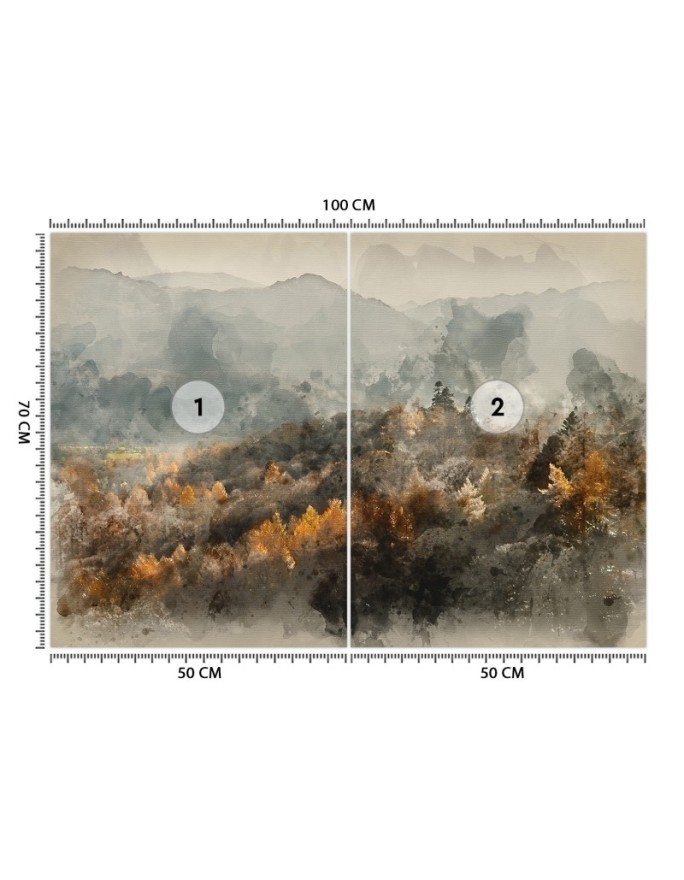 Wyjątkowe fototapety - Jesienny las we mgle abstrakcja watercolor | FEEBY