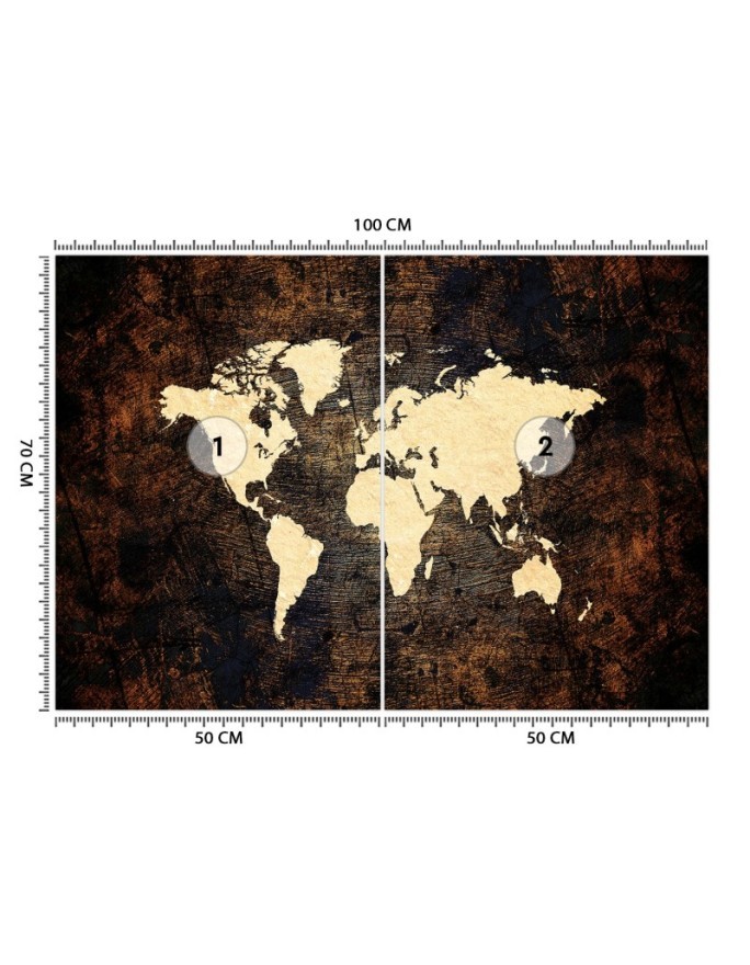 Najmodniejsze fototapety do salonu - Mapa świata brązowa | FEEBY