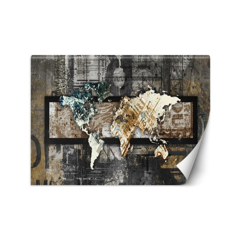 Najmodniejsze fototapety - Mapa świata w stylu vintage | FEEBY