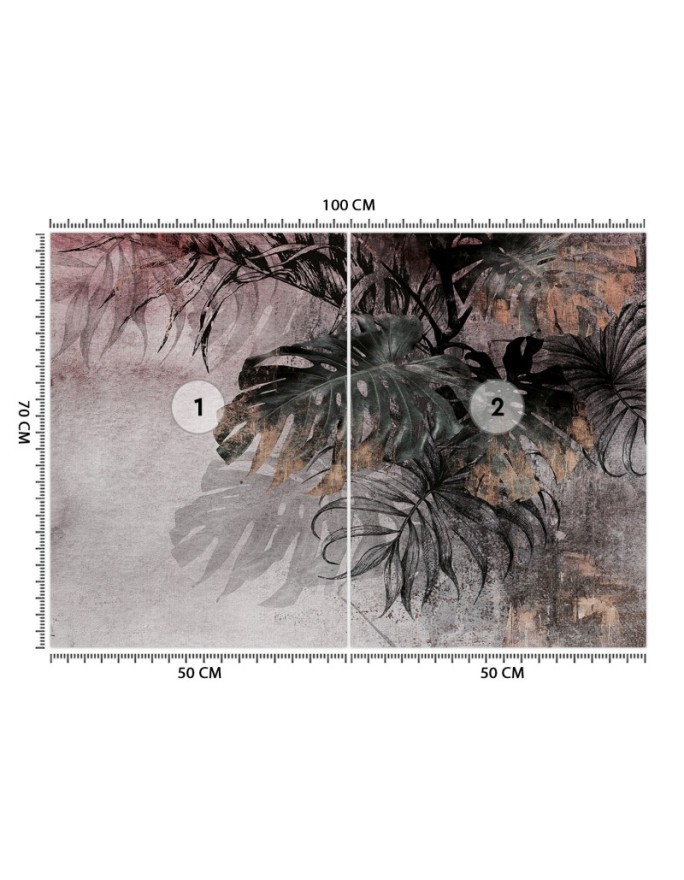 Ekskluzywne fototapety - Monstera Liście Róż Złoto | FEEBY