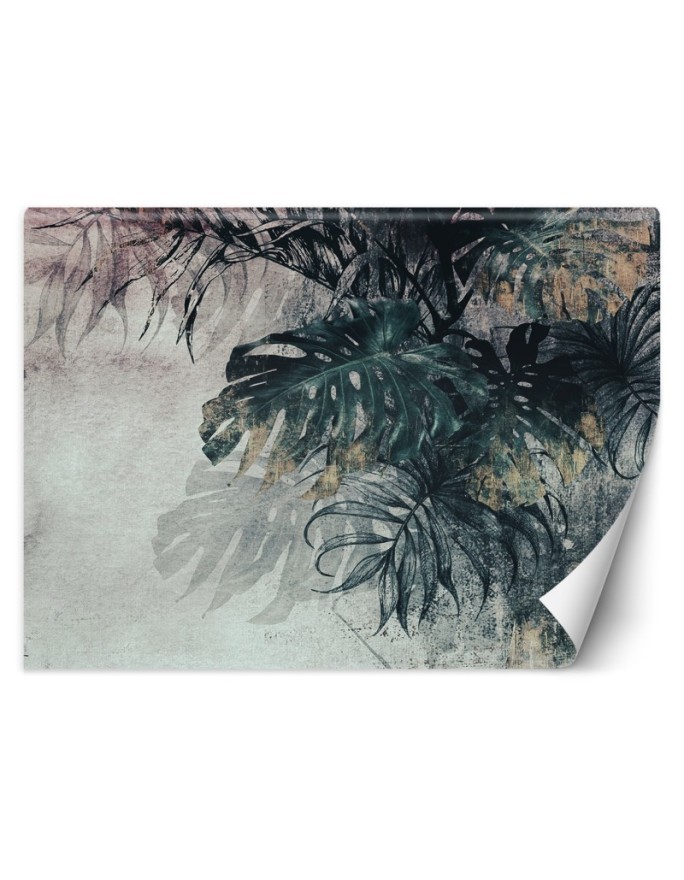 Oryginalne fototapety - Monstera 3D Liście Zieleń Złoto | FEEBY