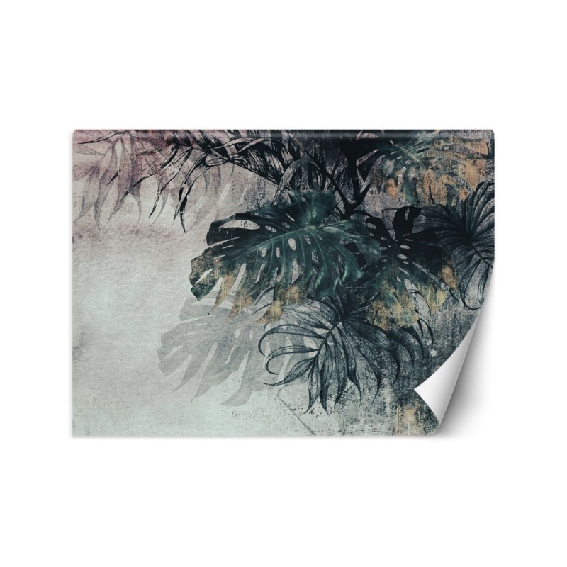 Oryginalne fototapety - Monstera 3D Liście Zieleń Złoto | FEEBY