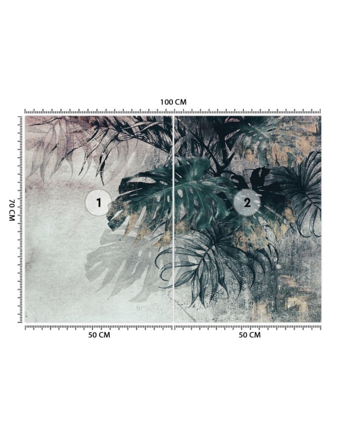 Oryginalne fototapety - Monstera 3D Liście Zieleń Złoto | FEEBY