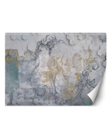 Exclusive Wallpapers - Grey birds frescoes | FEEBY