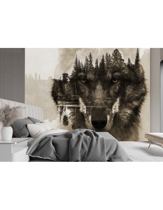 Najmodniejsze fototapety - Wilk las we mgle jezioro | FEEBY