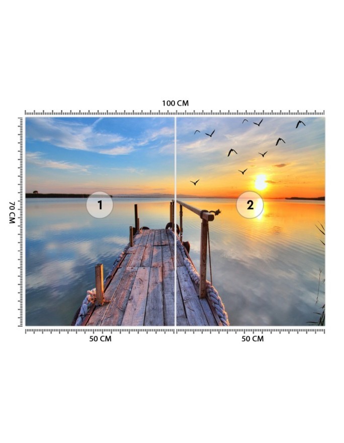 Fototapety z widokiem - Drewniany pomost i zachód słońca | FEEBY