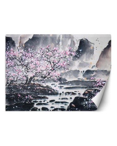 Beautiful Wallpapers - Cherry blossom on a mountain background | FEEBY