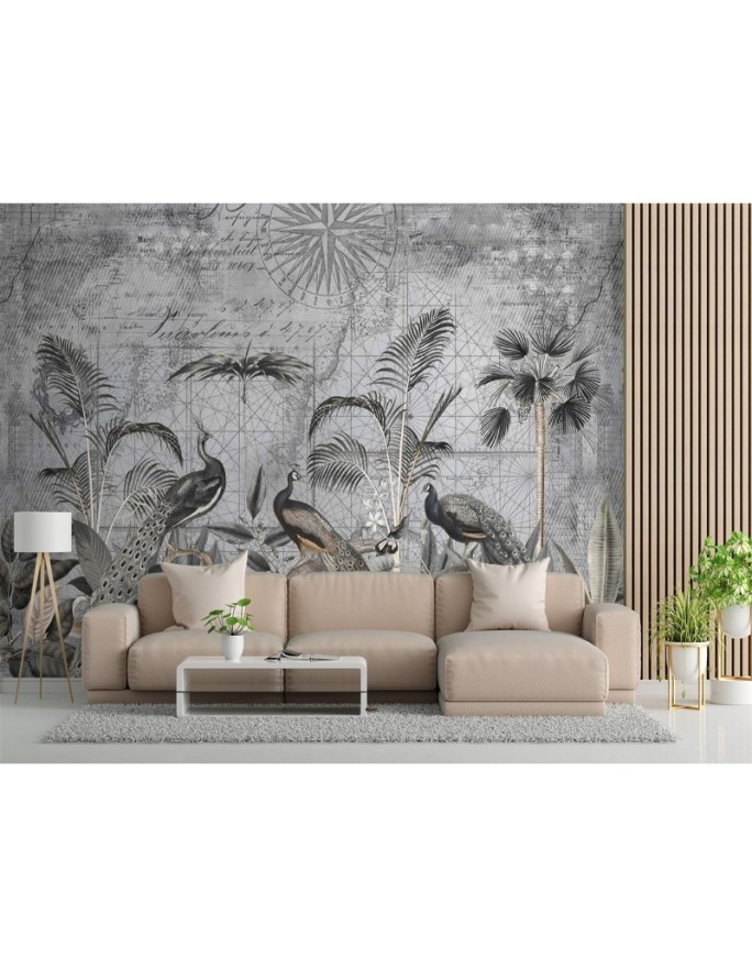 Inspirujace fototapety - Pawie w tropikach ciemny szary Andrea Haase | FEEBY