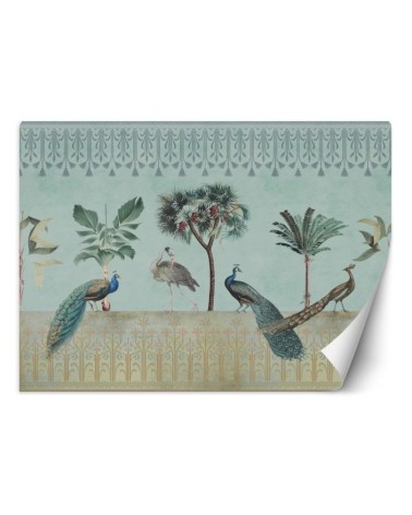Exotic Wallpaper - Peacocks in the jungle dark green Andrea Haase | FEEBY