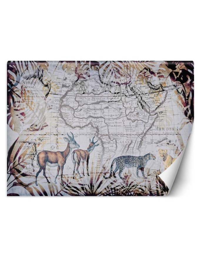 Fototapeta - Mapa i dzikie zwierzęta vintage Andrea Haase | FEEBY
