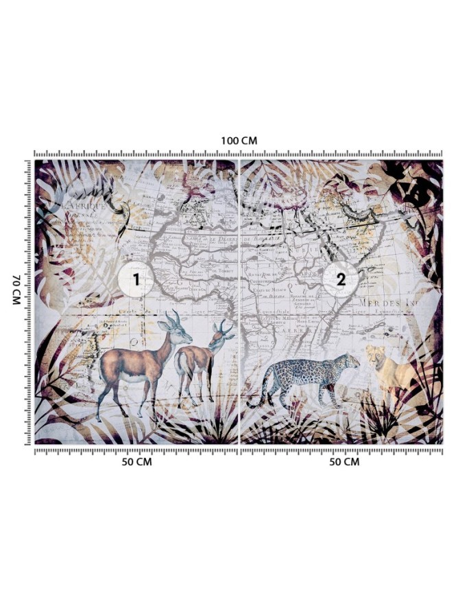 Fototapeta - Mapa i dzikie zwierzęta vintage Andrea Haase | FEEBY