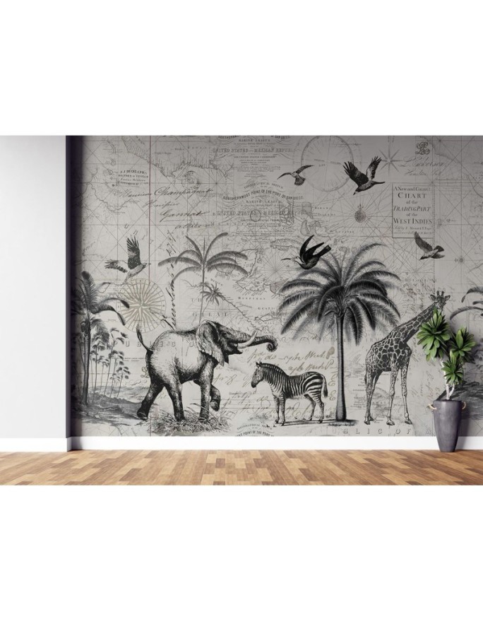 Fototapeta na ścianę - Mapa i sawanna vintage Andrea Haase | FEEBY
