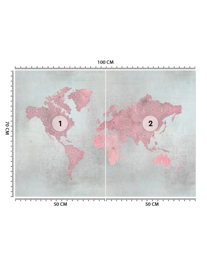Oryginalne fototapety - Różowa mapa kontynentów Andrea Haase | FEEBY
