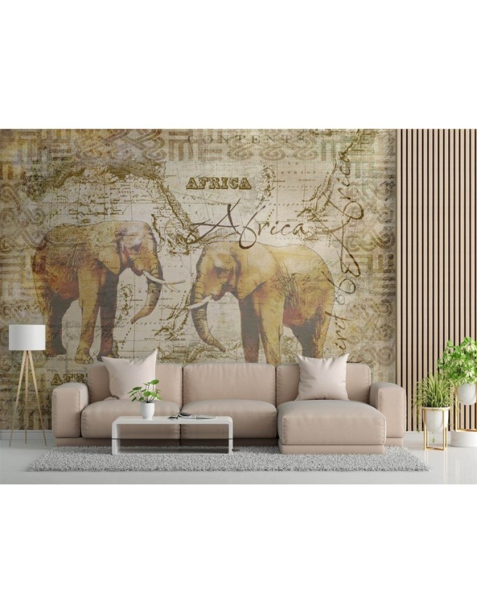 Wyjątkowe fototapety - Stara mapa i słonie vintage Andrea Haase | FEEBY