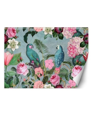 Exotic wall murals - Parrots in flowers Andrea Haase | FEEBY