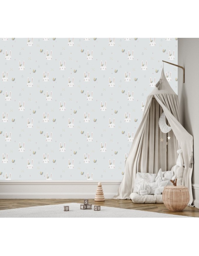 Nowoczesne fototapety dla dzieci - Boho białe króliczki | FEEBY